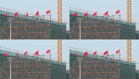 建筑工地施工塔吊工程吊车架子起重机旋转高清在线视频素材下载