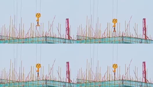 建筑工地施工塔吊工程吊车架子起重机旋转高清在线视频素材下载
