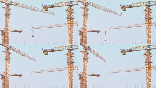 建筑工地施工塔吊工程吊车架子起重机旋转高清在线视频素材下载