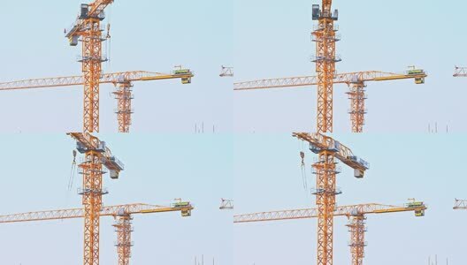 建筑工地施工塔吊工程吊车架子起重机旋转高清在线视频素材下载