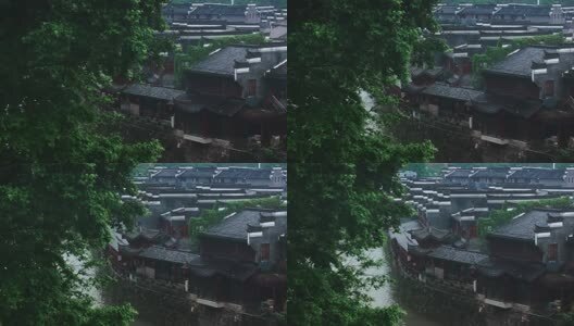 国风古建筑烟雨江南意境实拍镜头高清在线视频素材下载