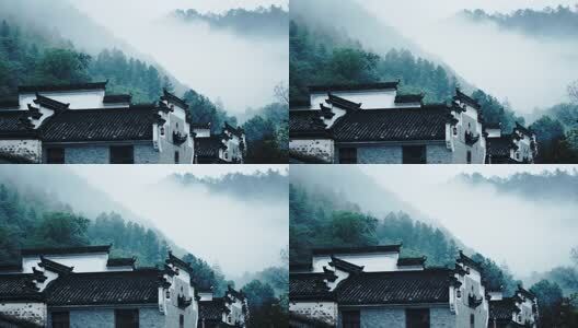 国风古建筑烟雨江南意境实拍镜头高清在线视频素材下载