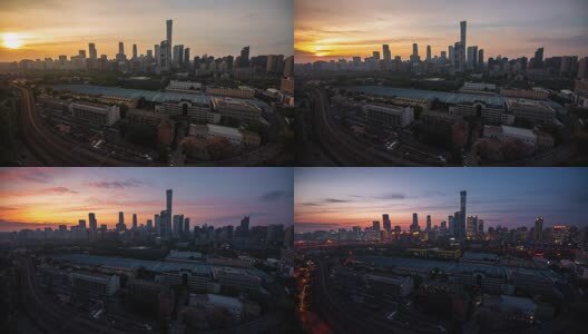 北京CBD晚霞高清在线视频素材下载