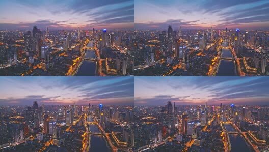 航拍天津城市晚霞高清在线视频素材下载