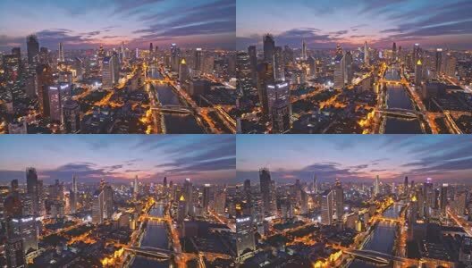 航拍天津城市晚霞高清在线视频素材下载