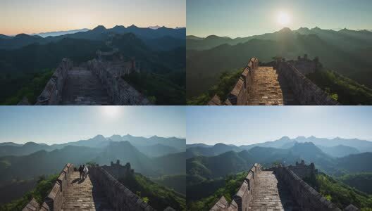 中国万里长城日出光照大地高清在线视频素材下载