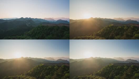 中国万里长城日出光照大地高清在线视频素材下载