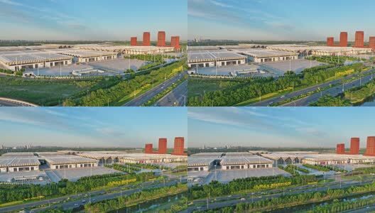 航拍国家会展中心高清在线视频素材下载