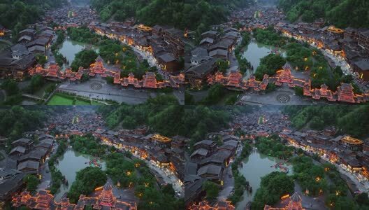 贵州少数民族村落肇兴侗寨夜景高清在线视频素材下载