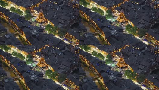 贵州少数民族村落肇兴侗寨夜景高清在线视频素材下载