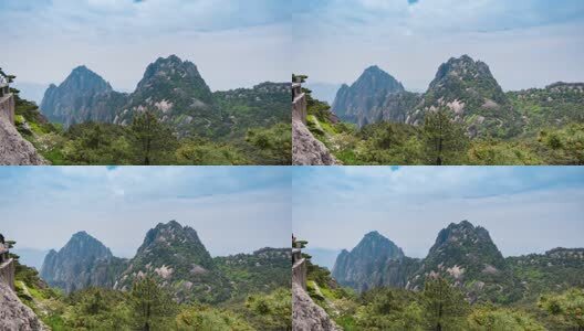 黄山天都峰和莲花峰延时摄影风光高清在线视频素材下载