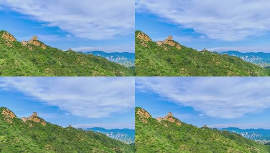 中国金山岭长城夏季蓝天白云阳光大气磅礴高清在线视频素材下载