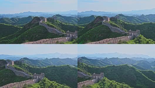 中国金山岭长城夏季蓝天白云阳光大气磅礴高清在线视频素材下载