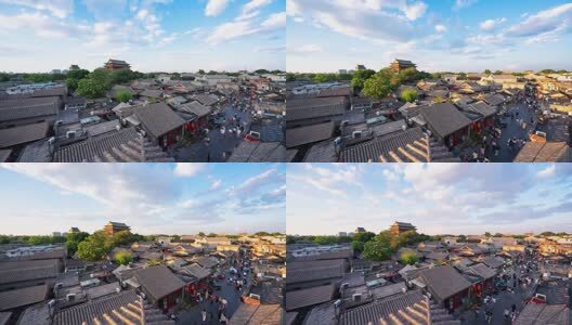 北京钟鼓楼四合院蓝天白云高清在线视频素材下载