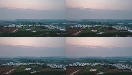 山东省烟台市莱阳市朝日绿源农场大棚日出航拍延时视频高清在线视频素材下载