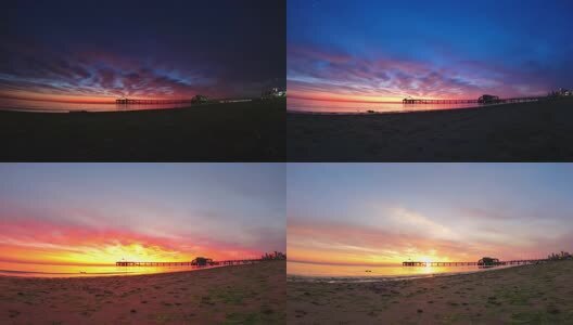 日出天马栈桥朝霞高清在线视频素材下载