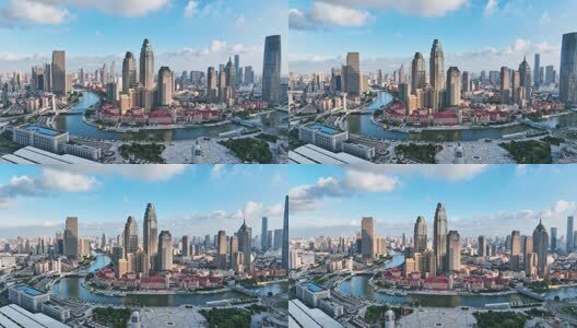 航拍天津城市风光高清在线视频素材下载
