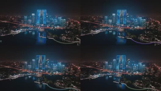 苏州城市景观航拍夜景高清在线视频素材下载