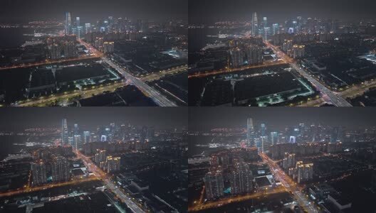苏州城市景观航拍夜景高清在线视频素材下载