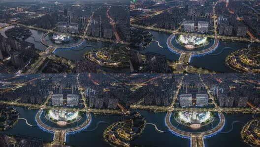 苏州城市景观航拍夜景高清在线视频素材下载