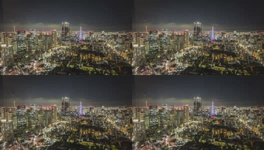 日本东京塔夜魅8K夜景延时素材高清在线视频素材下载