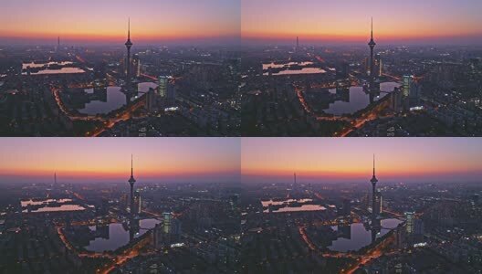 天塔夜景航拍高清在线视频素材下载