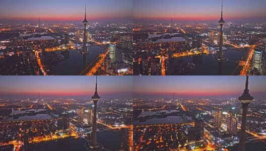 天津夜景航拍高清在线视频素材下载