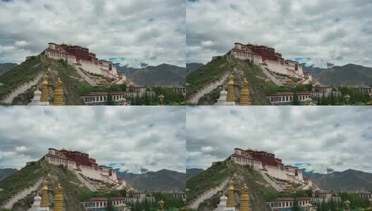西藏布达拉宫观景台延时摄影高清在线视频素材下载