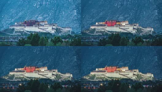 西藏布达拉宫夜景日转夜长焦延时高清在线视频素材下载