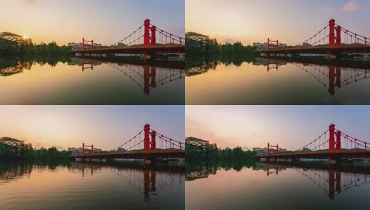 广西桂林榕湖虹桥日落延时高清在线视频素材下载