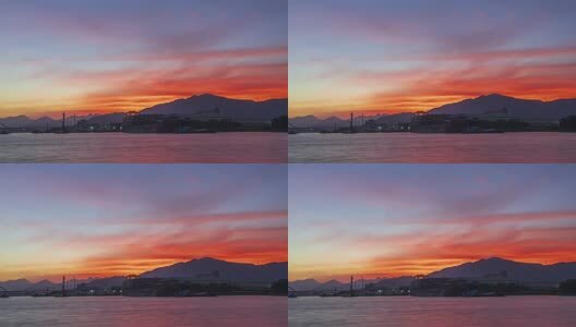 珠海虎跳门水道出海口晚霞高清在线视频素材下载