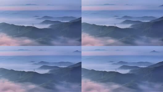 辽宁鞍山大山里的国家电网云海高清在线视频素材下载