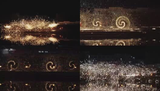 4k实拍高帧率非遗打铁花高清在线视频素材下载