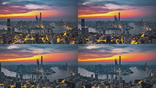 上海陆家嘴外滩苏州河日出城市风光高清在线视频素材下载