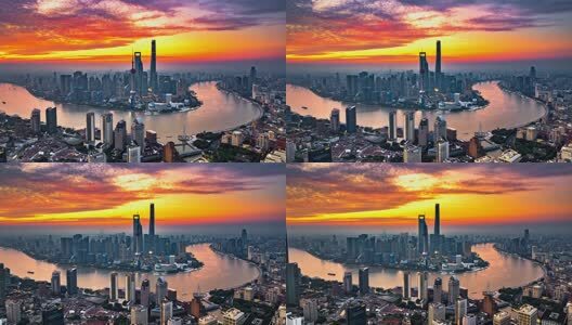 上海陆家嘴外滩苏州河日出城市风光高清在线视频素材下载
