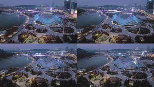 苏州狮山新区夜景航拍高清在线视频素材下载