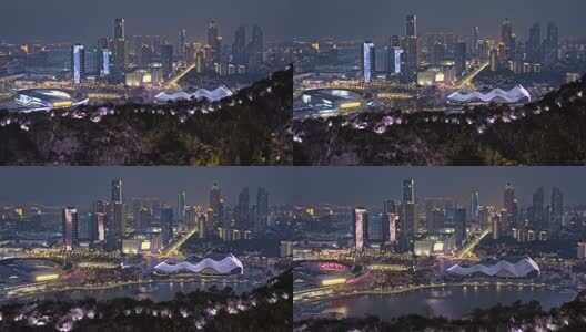 苏州狮山新区夜景航拍高清在线视频素材下载