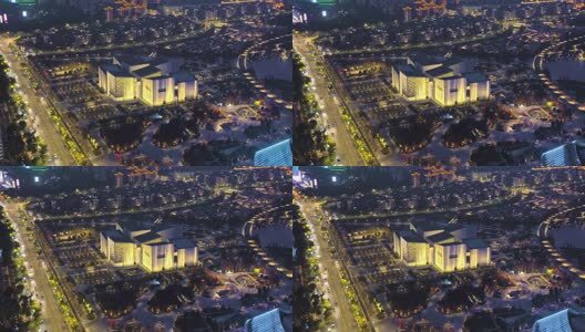 苏州狮山新区夜景航拍高清在线视频素材下载