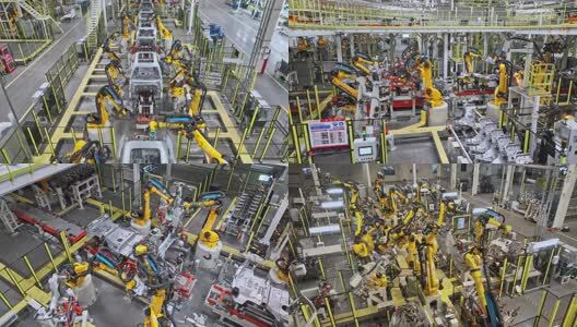 汽车工厂车间生产制造智能汽车工厂生产线高清在线视频素材下载