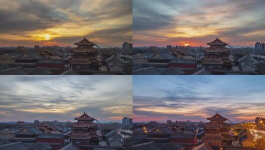 雍和宫日落霞光高清在线视频素材下载