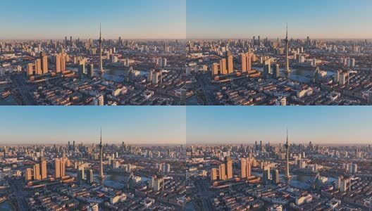 天津广播电视塔天塔航拍高清在线视频素材下载