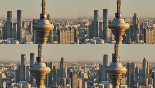 天津天塔长焦航拍高清在线视频素材下载