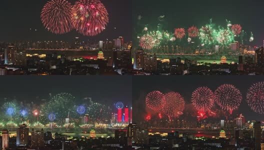 南昌烟花晚会高清航拍视频素材高清在线视频素材下载