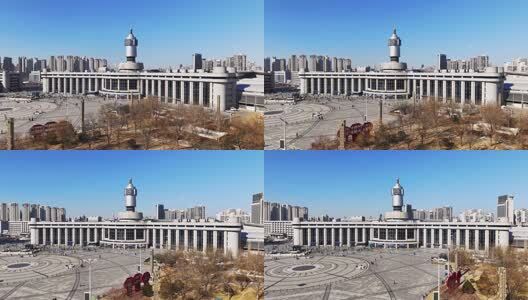 天津火车站航拍空镜高清在线视频素材下载