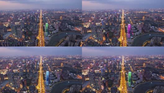 成都高新区欧洲中心天府软件园天府大道夜景航拍延时高清在线视频素材下载