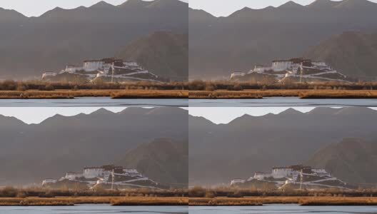 西藏拉萨布达拉宫地标宫殿日出延时高清在线视频素材下载