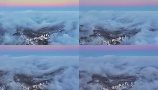 杭州临安太子尖日落云海航拍延时高清在线视频素材下载