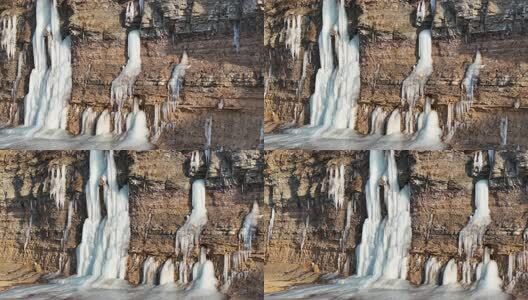 初春正在消融的冰柱高清在线视频素材下载