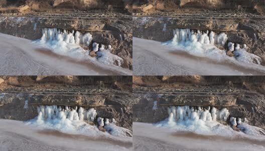 初春正在消融的冰柱高清在线视频素材下载