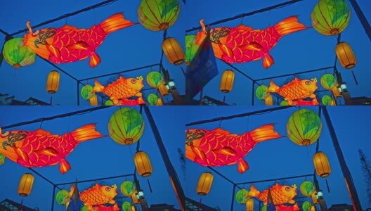 新年鱼灯花灯夜景高清在线视频素材下载